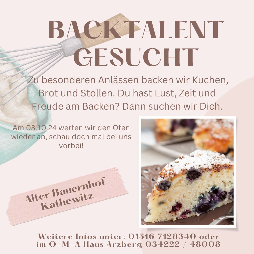 Backtalent gesucht